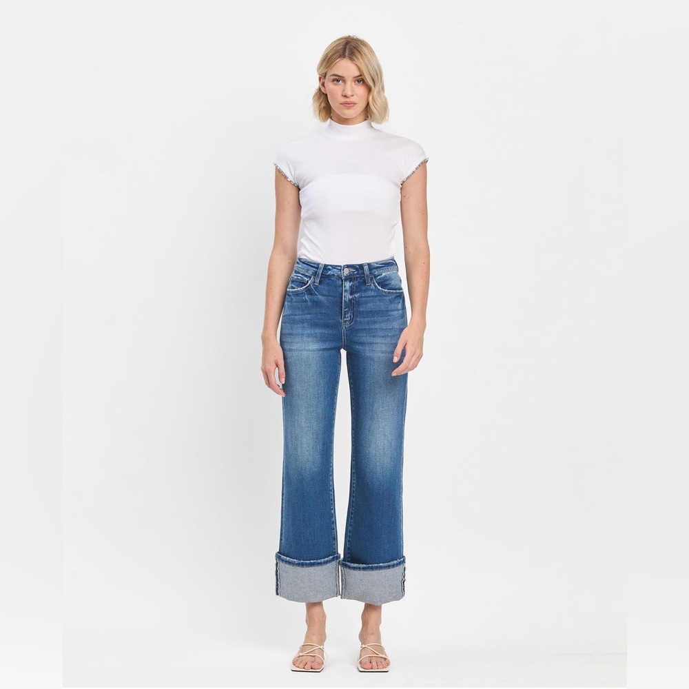 FLYING MONKEY Blue Fairy 90's Vintage Cuffed Flare Jeans ❤️NWT❤️IN STORES - Picture 4 of 5